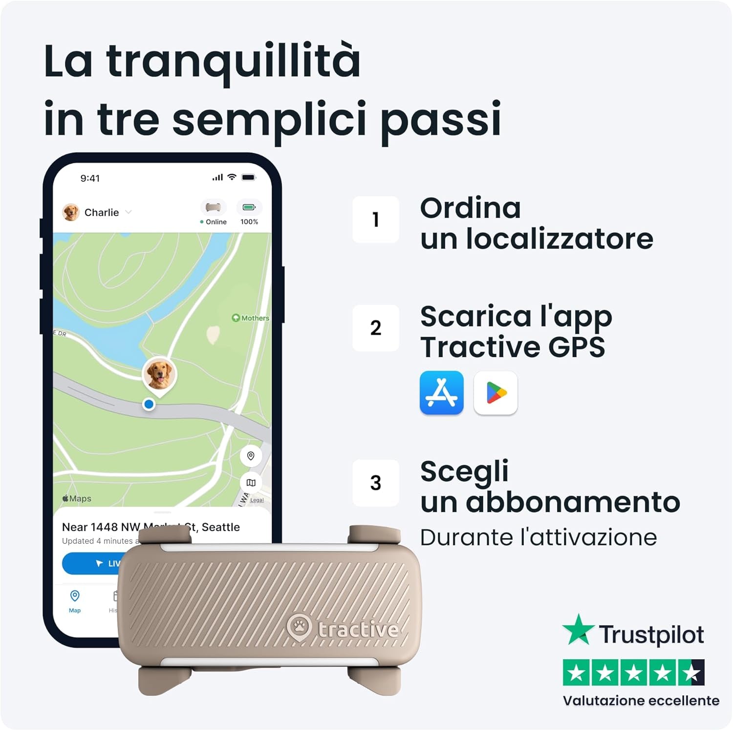 - GPS per Cani | N. 1 Sul Mercato | Localizzazione in Tempo Reale | Notifiche Antifuga | Monitoraggio Dell'Attività | Avvisi Di Salute | Monitoraggio Degli Abbai (Marrone)